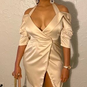 Tan blazer dress